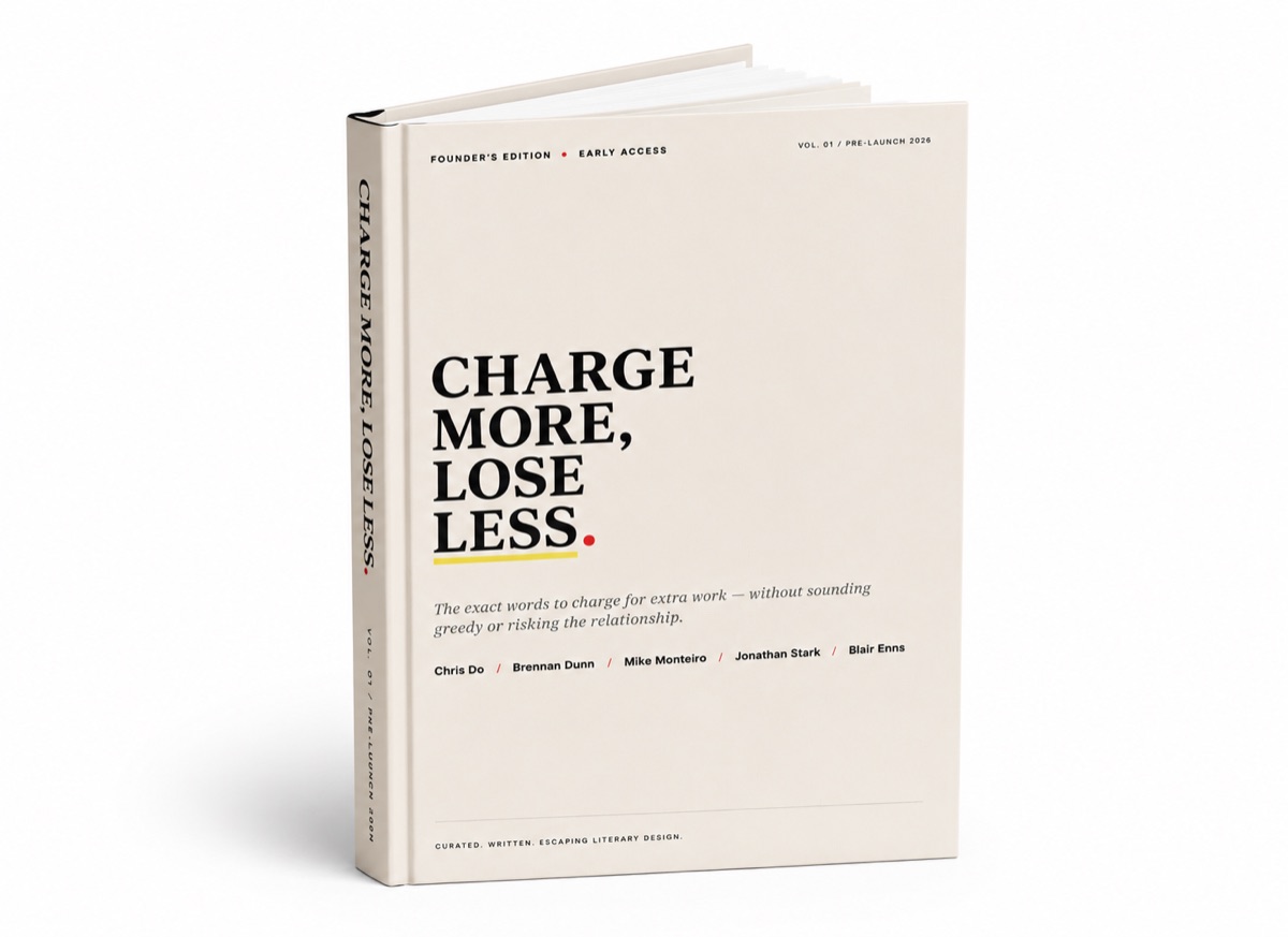 The hardcover book Charge More, Lose Less, Founder's Edition.